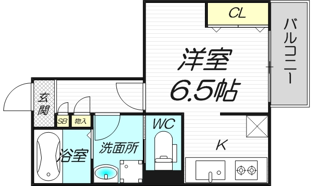 メゾン・ド・メトロ西中島南方302号室南向き１K29.37㎡の間取り図